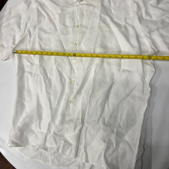 Pronto Uomo Men's 2XL 100% Linen Shirt‎ White Button up Short Sleeve - Picture 8 of 8